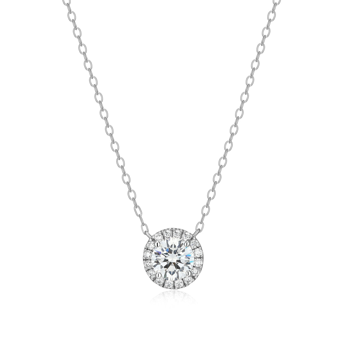RHODIUM PLATED STERLING SILVER NECKLACE 0.9440CTW LAB GROWN DIAMOND-1-80PT(F/C G-H/SI) & LAB GROWN DIAMOND-16-0.9PT(S/C G-H/SI) 1.0*1.55MM FACETED CROSSED DIAMOND CUT CABLE CHAIN 17" EXT 2"