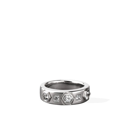 Sterling Silver White Sapphire Modern Love Band Ring