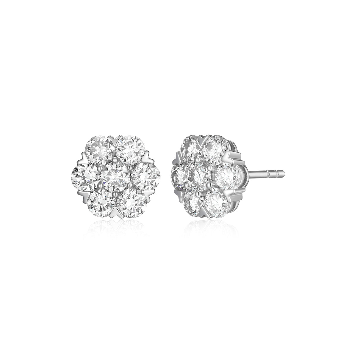 RHODIUM PLATED STERLING SILVER POST EARRINGS 1.0500CTW LAB GROWN DIAMOND-14-7.5PT(F/C G-H/SI)