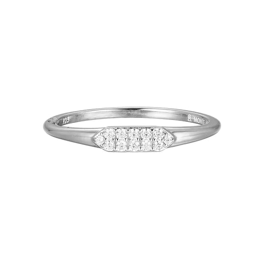 M By Monte Luna Sterling SIlver Rhodium Plated Ring Diamond