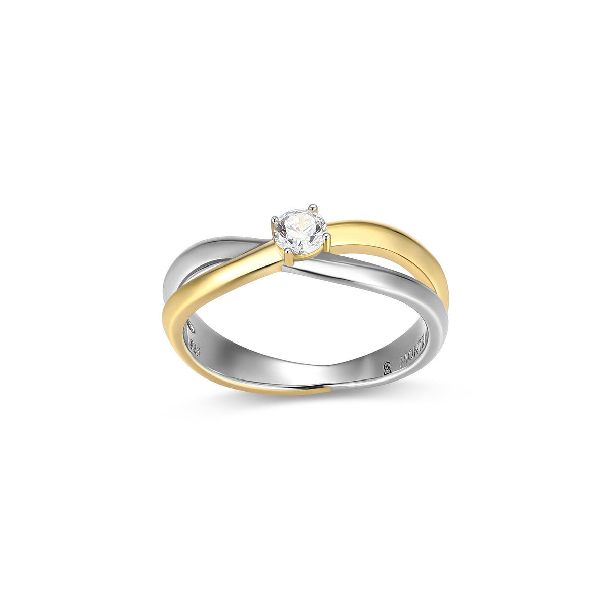 RHODIUM AND 14K YELLOW GOLD PLATED STERLING SILVER RING 0.2000CTW LAB GROWN DIAMOND-1-20PT(F/C G-H/SI) SIZE 5