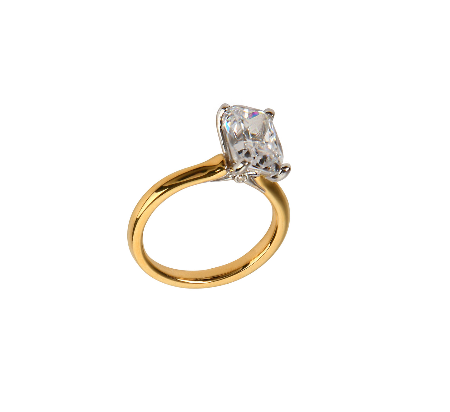 Elongated Cushion Solitaire Engagement Ring