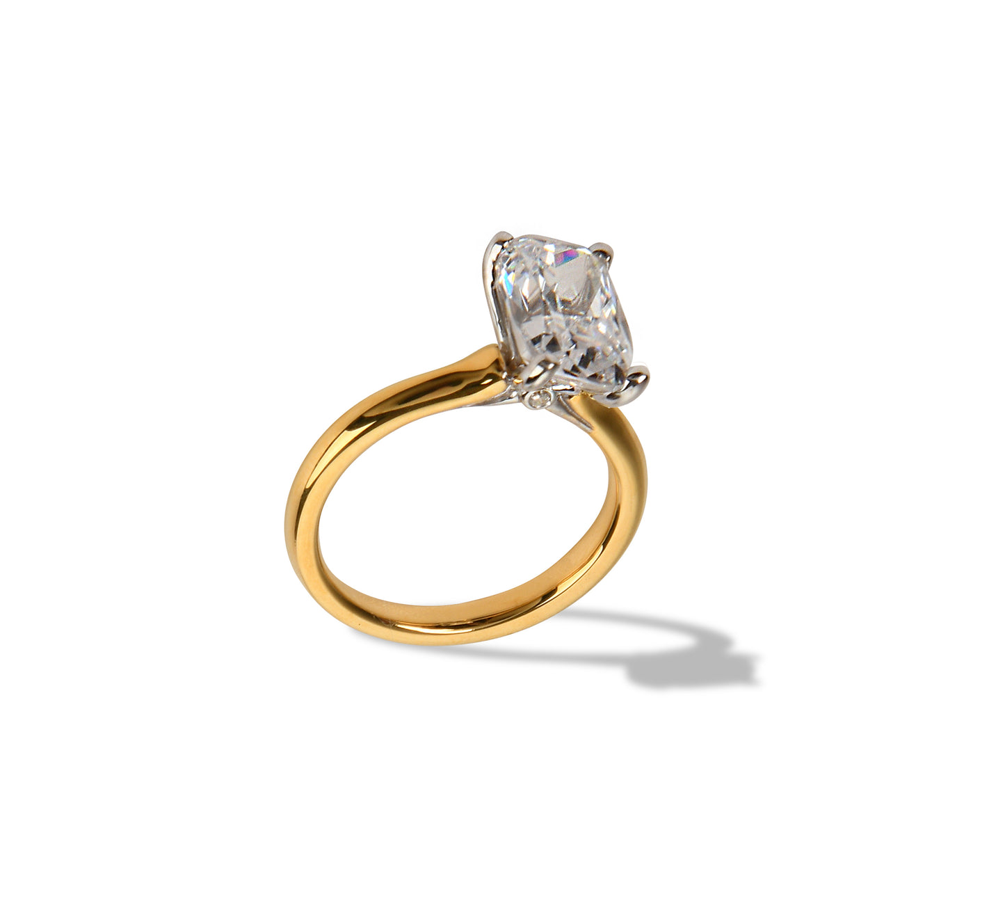 Elongated Cushion Solitaire Engagement Ring