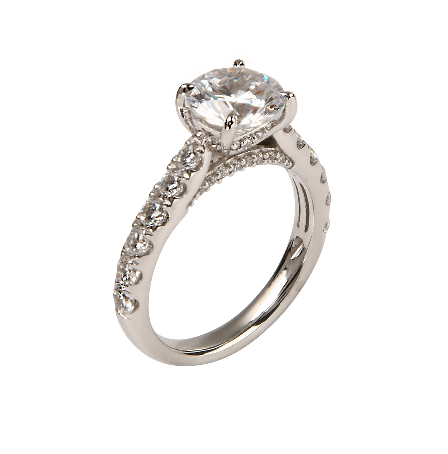 Round Cathedral Pavé Engagement Ring