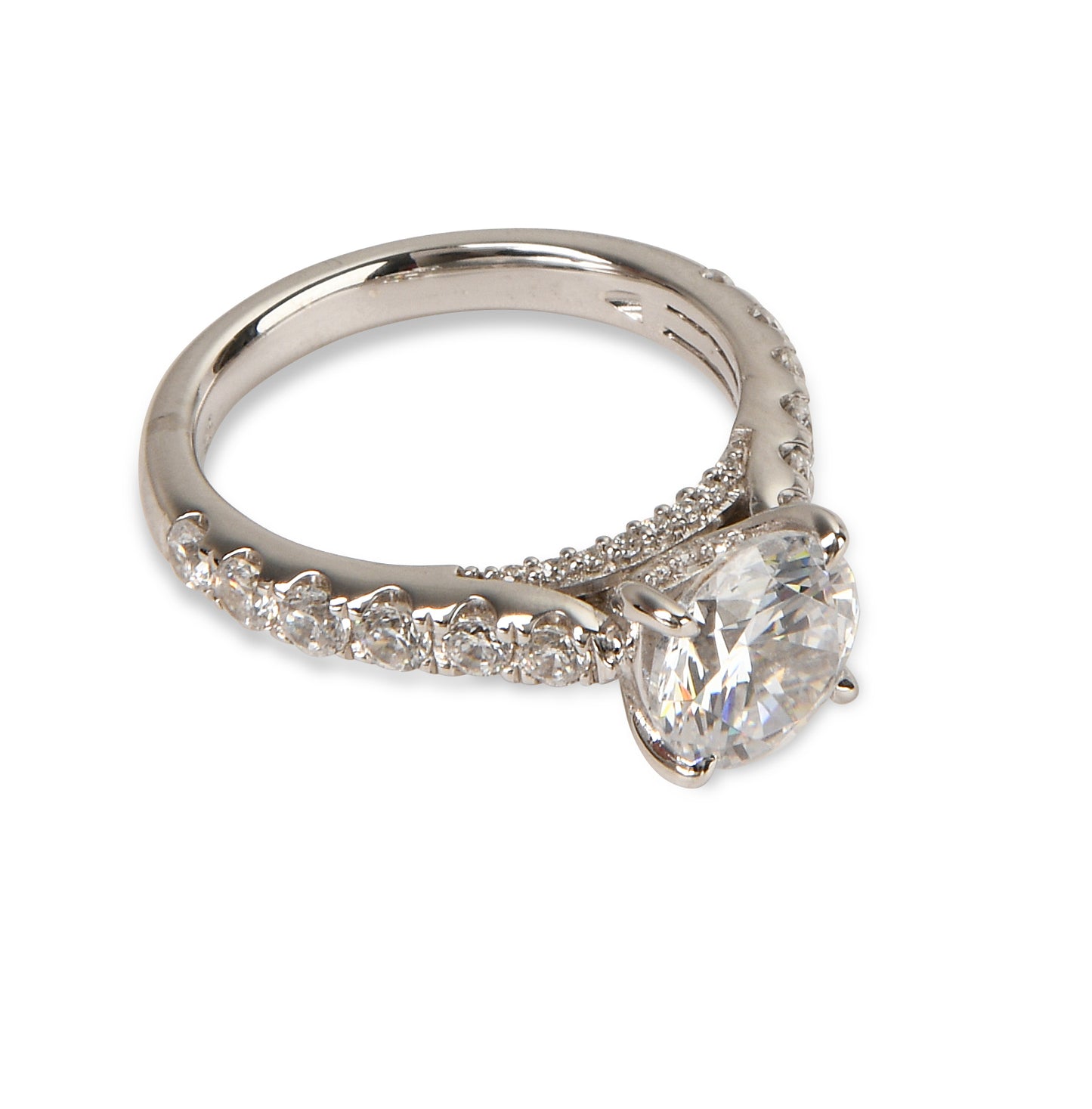 Round Cathedral Pavé Engagement Ring
