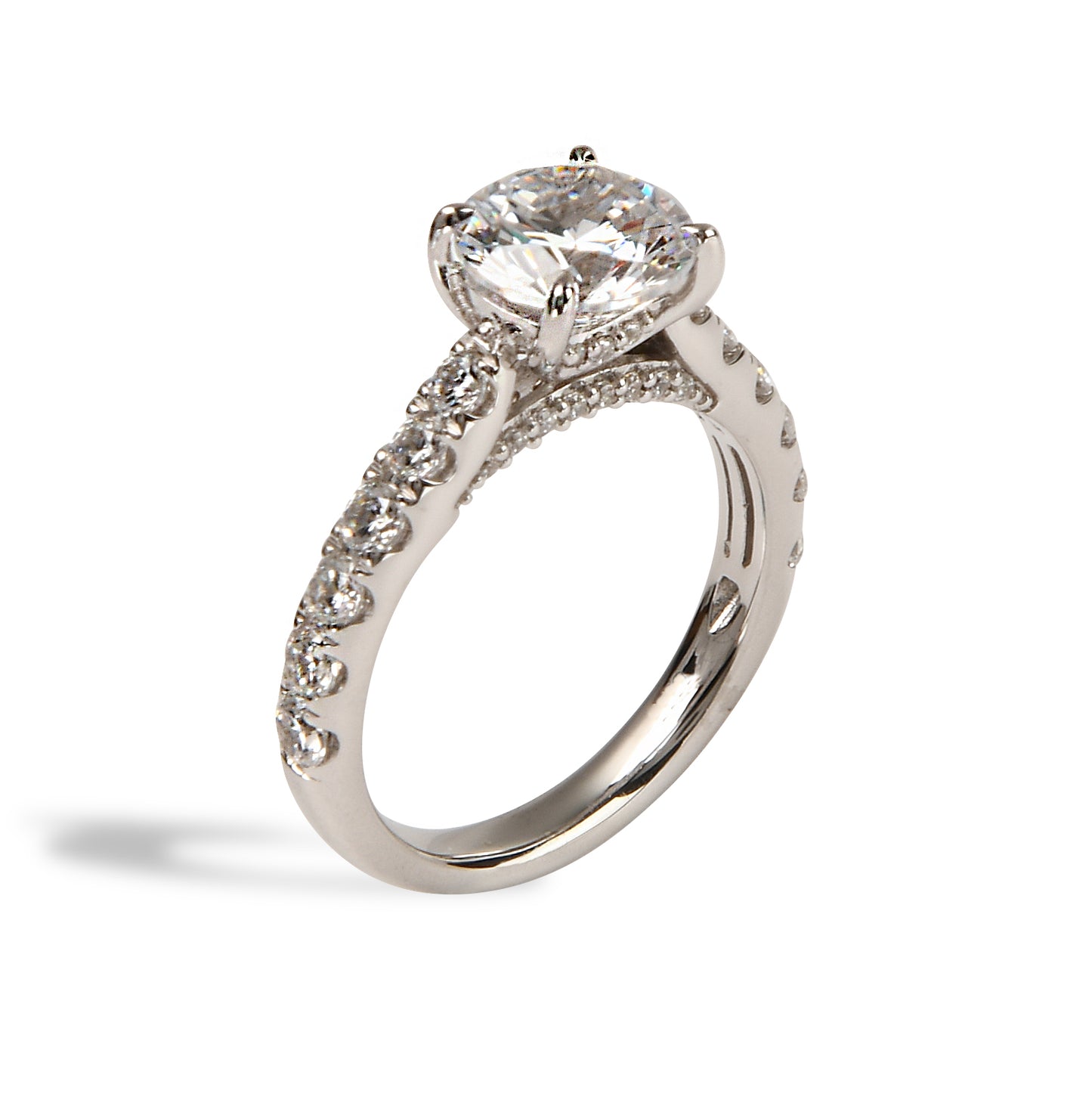 Round Cathedral Pavé Engagement Ring
