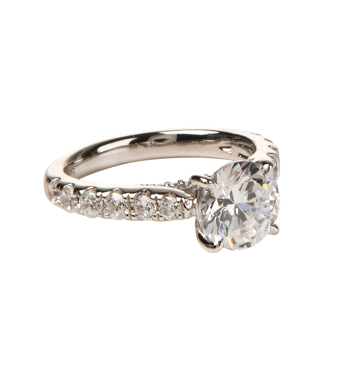Round Cathedral Pavé Engagement Ring