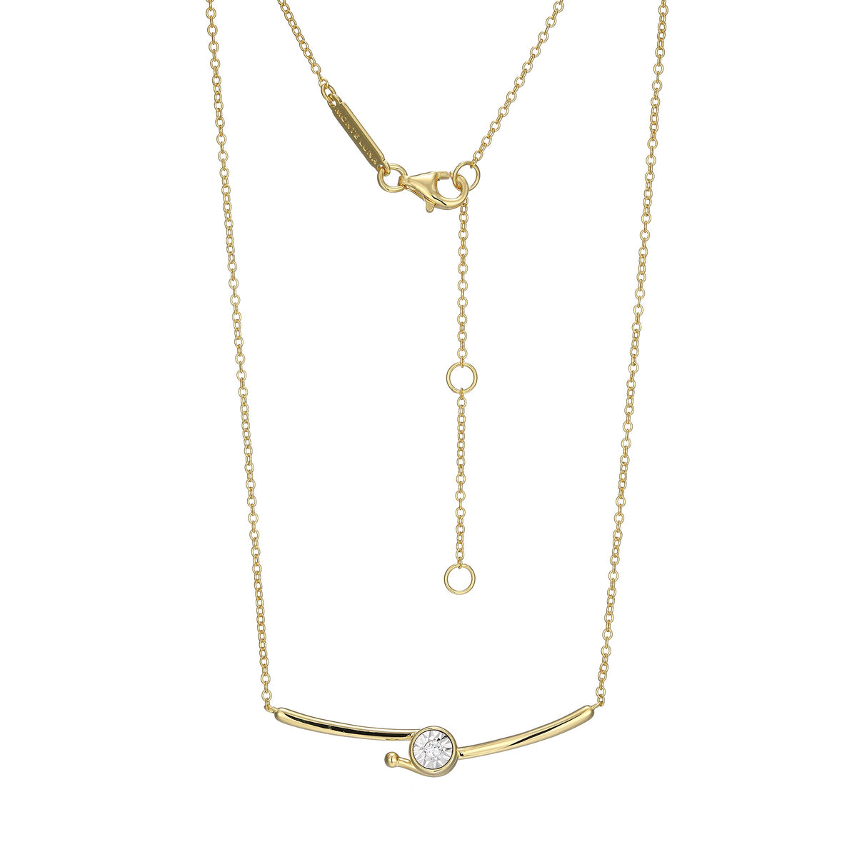 STERLING SILVER YELLOW GOLD AND RHODIUM PLATED NECKLACE & 0.0400CTW LAB GROWN DIAMOND-1-4PT(F/C G-H/SI) DIAMOND CUT #025 FORZATINA CABLE CHAIN 16" EXT 2"