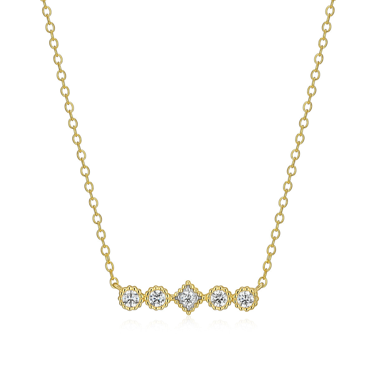 14K YELLOW GOLD AND RHODIUM PLATED STERLING SILVER NECKLACE & 0.2250CTW LAB GROWN DIAMOND-4-5PT(F/C G-H/SI) & LAB GROWN DIAMOND-1-2.5PT(F/C G-H/SI) #025 FORZATINA CABLE CHAIN 16" EXT 2"