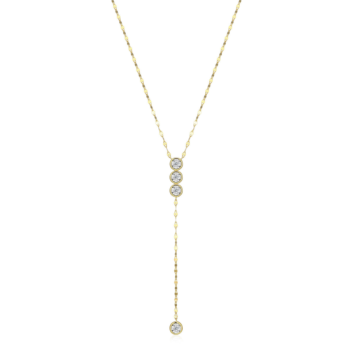 14K YELLOW GOLD AND RHODIUM PLATED STERLING SILVER NECKLACE & 0.2000CTW LAB GROWN DIAMOND-4-5PT(F/C G-H/SI) DIAMOND CUT 1.4X2.6MM FANCY OVAL LINK CHAIN 16" EXTENSION 2"