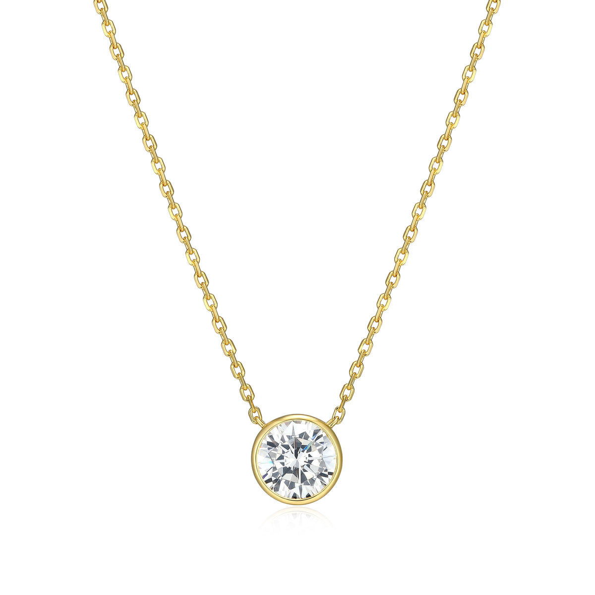 14K YELLOW GOLD PLATED STERLING SILVER NECKLACE 1.0000CTW LAB GROWN DIAMOND-1-1CT(F/C G-H/SI) 1.0*1.55MM FACETED CROSSED DIAMOND CUT CABLE CHAIN 17" EXT 2"