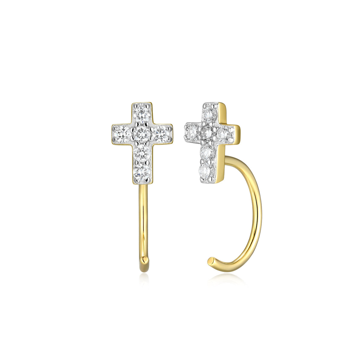 14K YELLOW GOLD AND RHODIUM PLATED STERLING SILVER EARRINGS 0.1920CTW LAB GROWN DIAMOND-12-1.6PT(F/C G-H/SI)