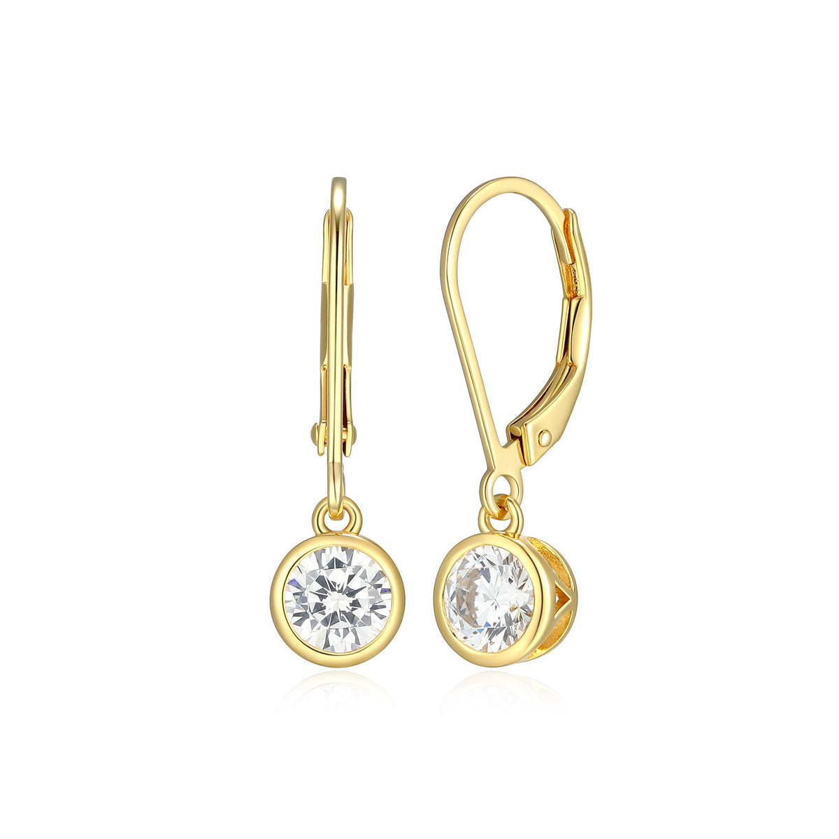 14K YELLOW GOLD PLATED STERLING SILVER EARRINGS 1.0000CTW LAB GROWN DIAMOND-2-50PT(F/C G-H/SI)