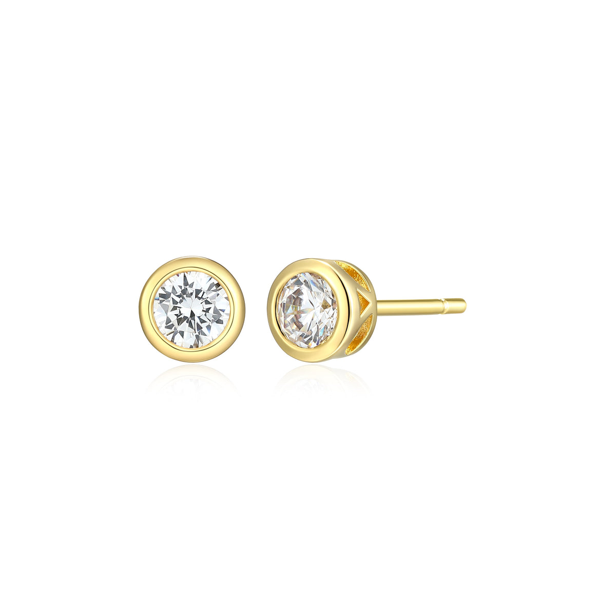 14K YELLOW GOLD PLATED STERLING SILVER POST EARRINGS & 0.5000CTW LAB GROWN DIAMOND-2-25PT(F/C G-H/SI)