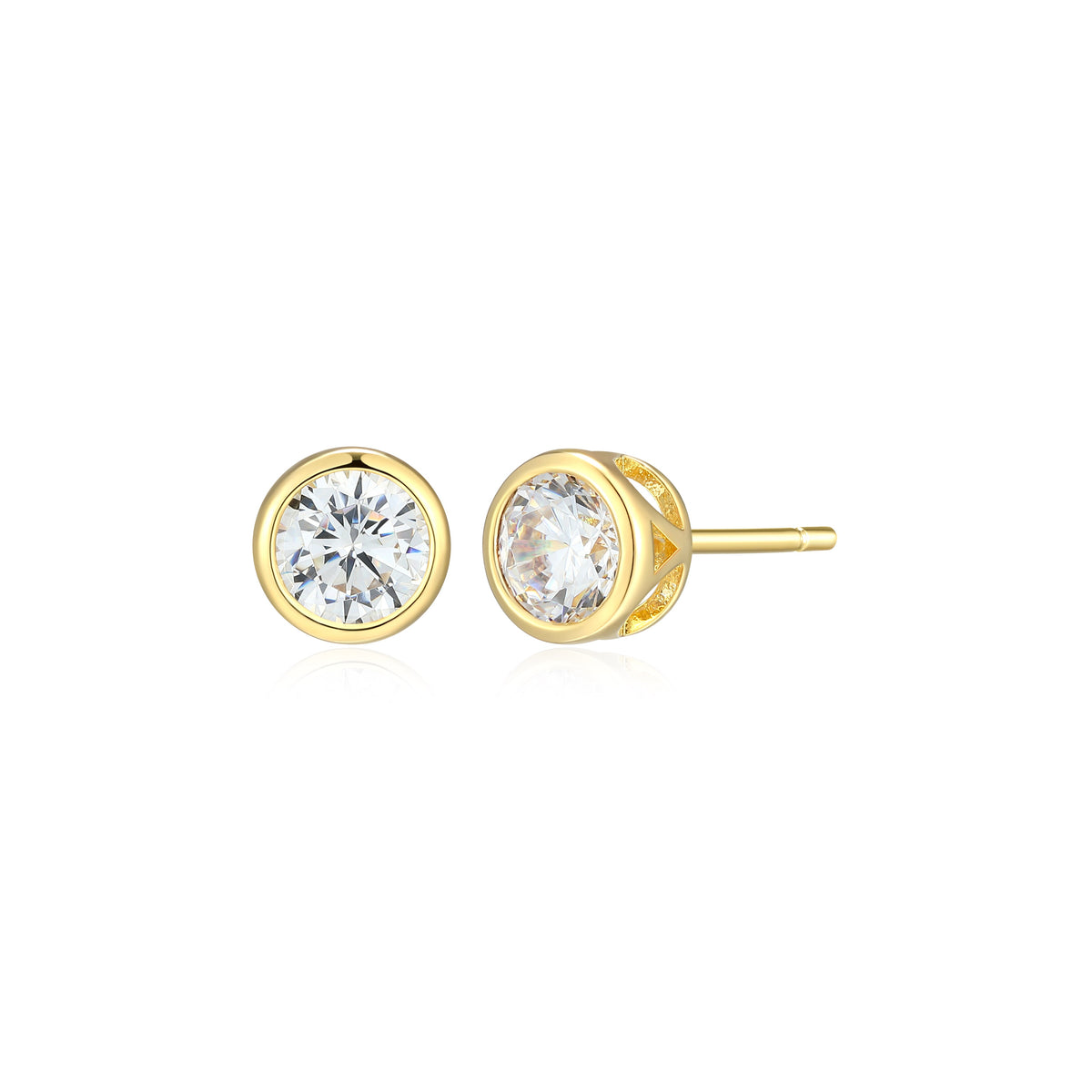 14K YELLOW GOLD PLATED STERLING SILVER POST EARRINGS & 1.0000CTW LAB GROWN DIAMOND-2-50PT(F/C G-H/SI)