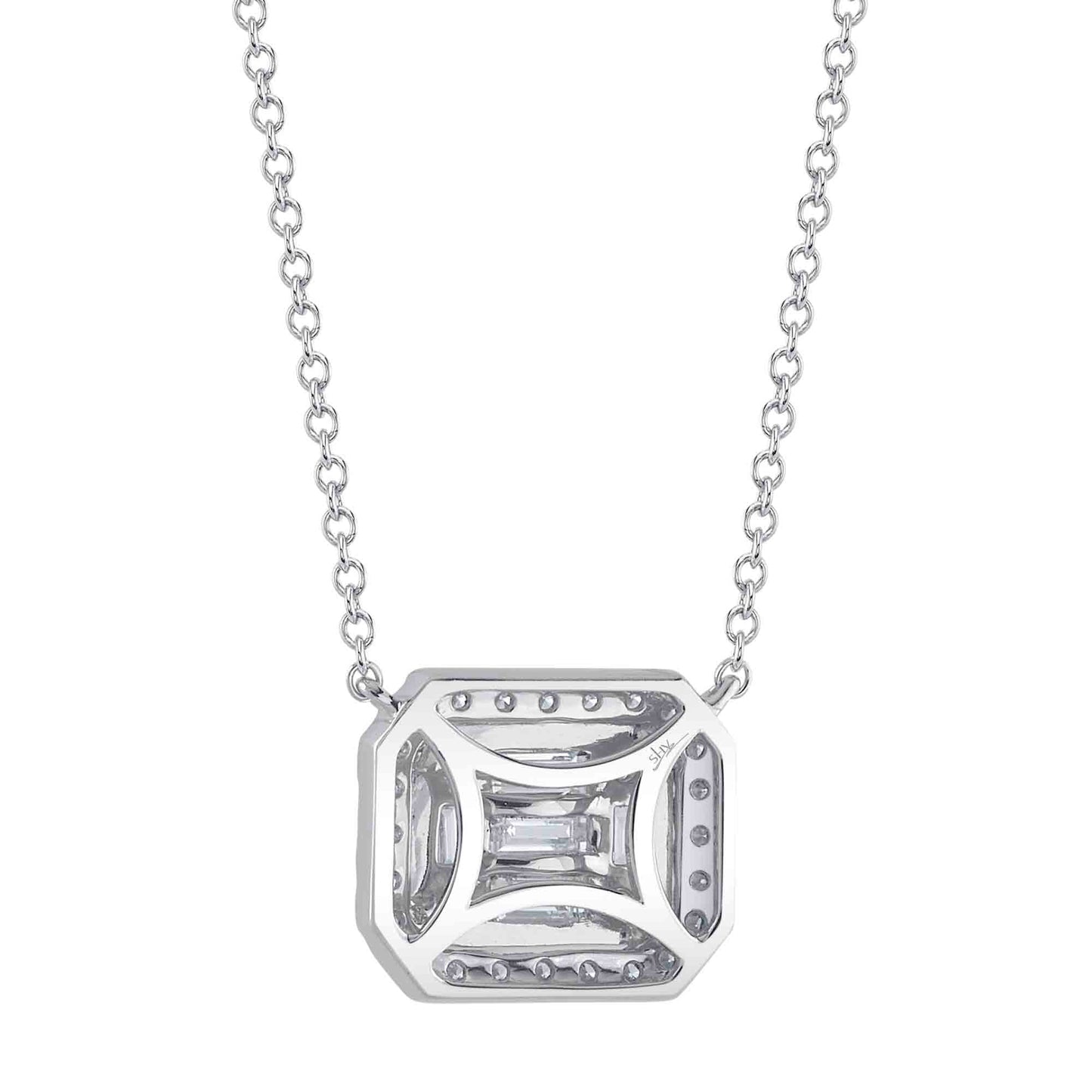 0.41CT 14K W/G DIAMOND BAGUETTE NECKLACE