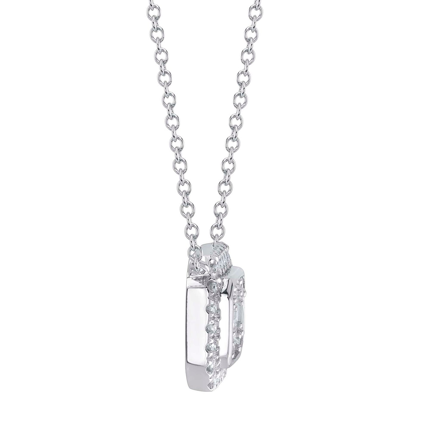 0.41CT 14K W/G DIAMOND BAGUETTE NECKLACE