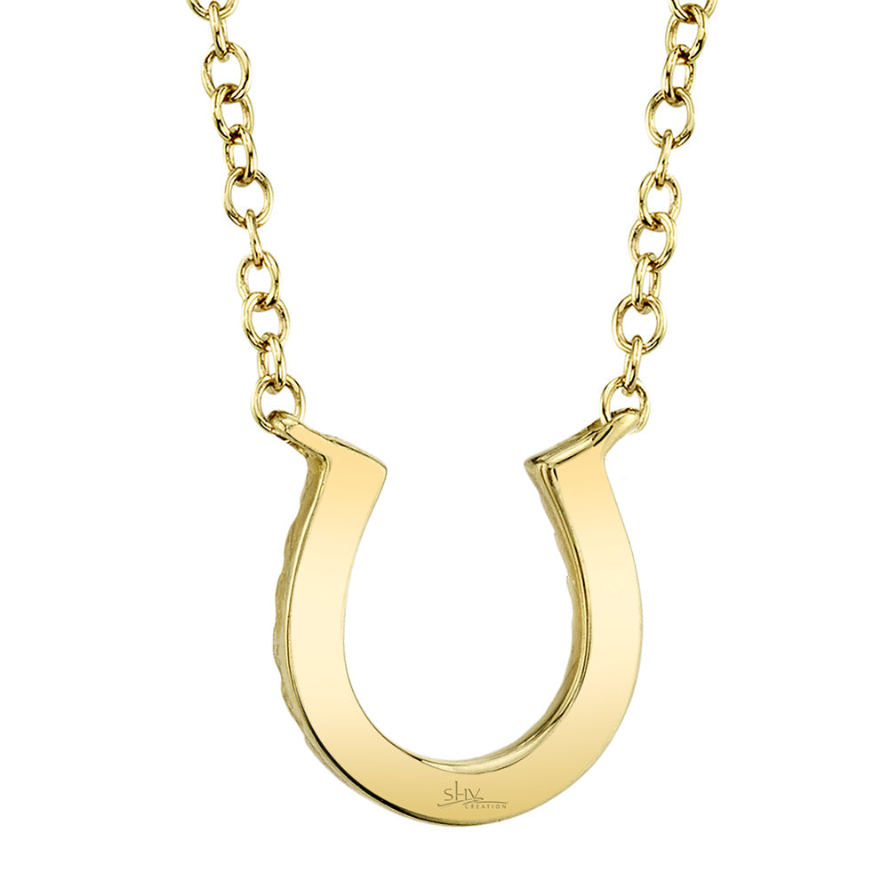 0.06CT 14K Y/G DIAMOND HORSESHOE NECKLACE