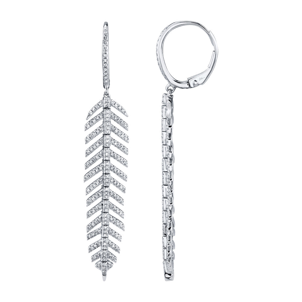 0.60CT 14K W/G DIAMOND FEATHER EARRING