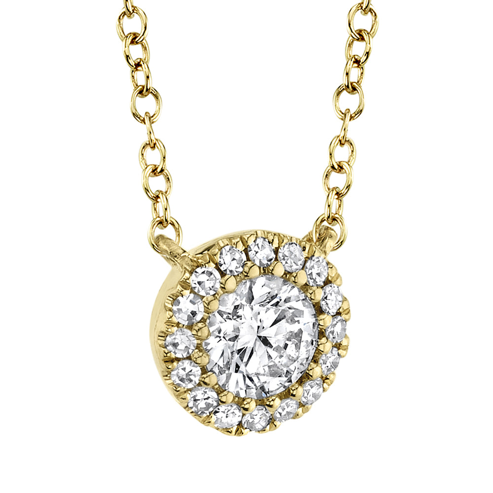 0.20CT-CTR(ROUND) 0.05CT-SIDE 14K Y/G DIAMOND NECKLACE