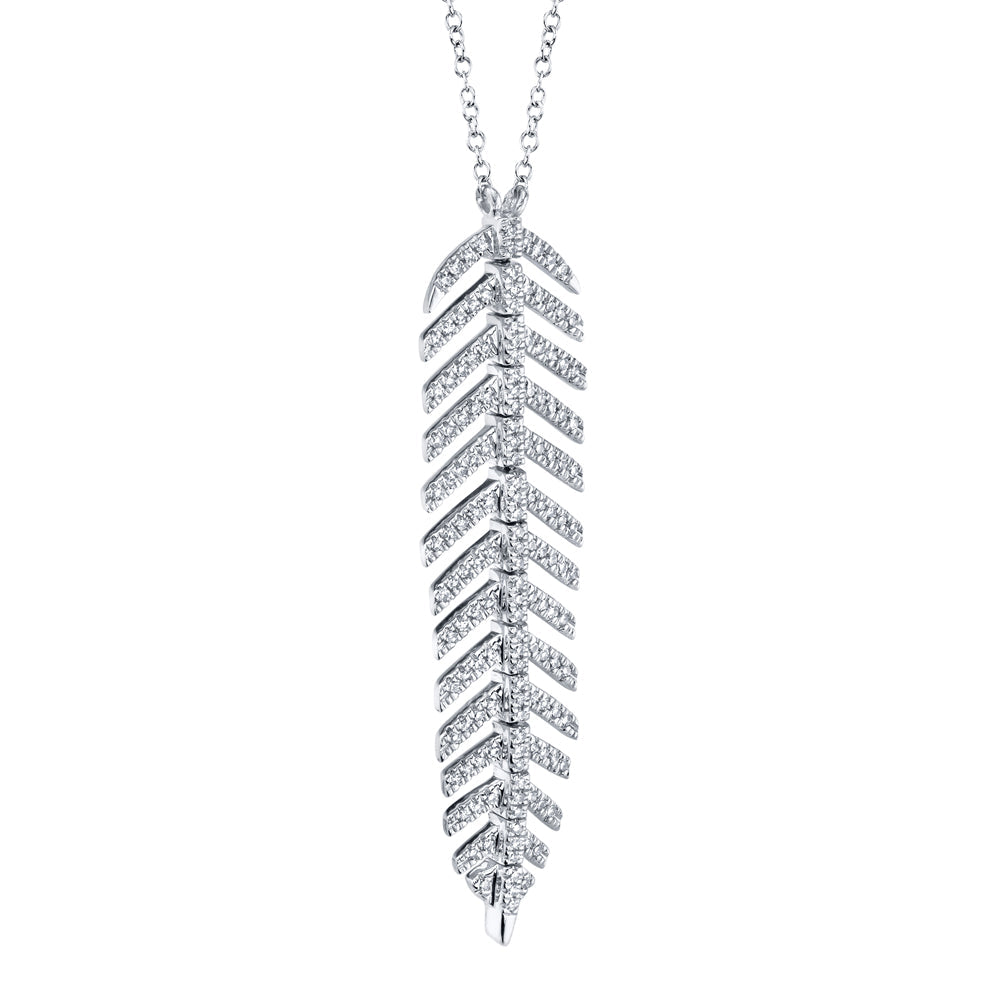 0.29CT 14K W/G DIAMOND FEATHER NECKLACE