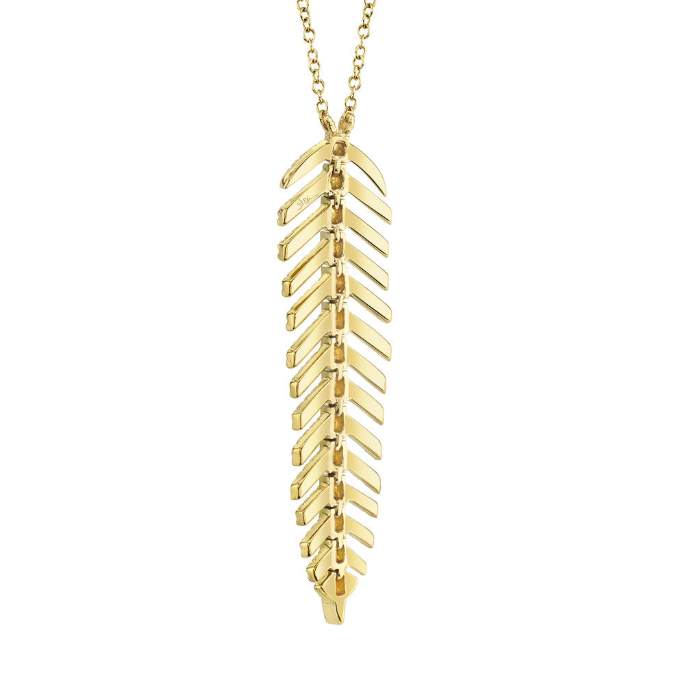 0.29CT 14K Y/G DIAMOND FEATHER NECKLACE