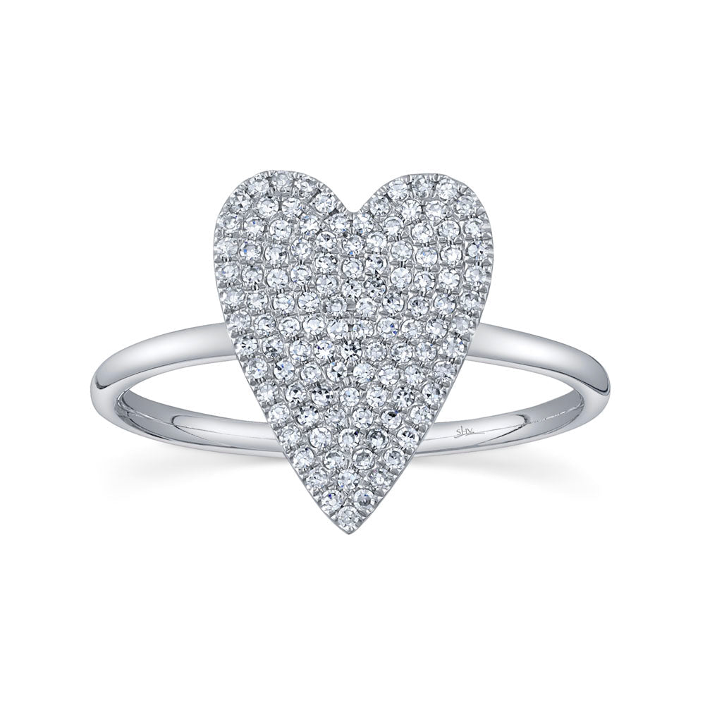 0.26CT 14K W/G DIAMOND PAVE HEART LADY'S RING