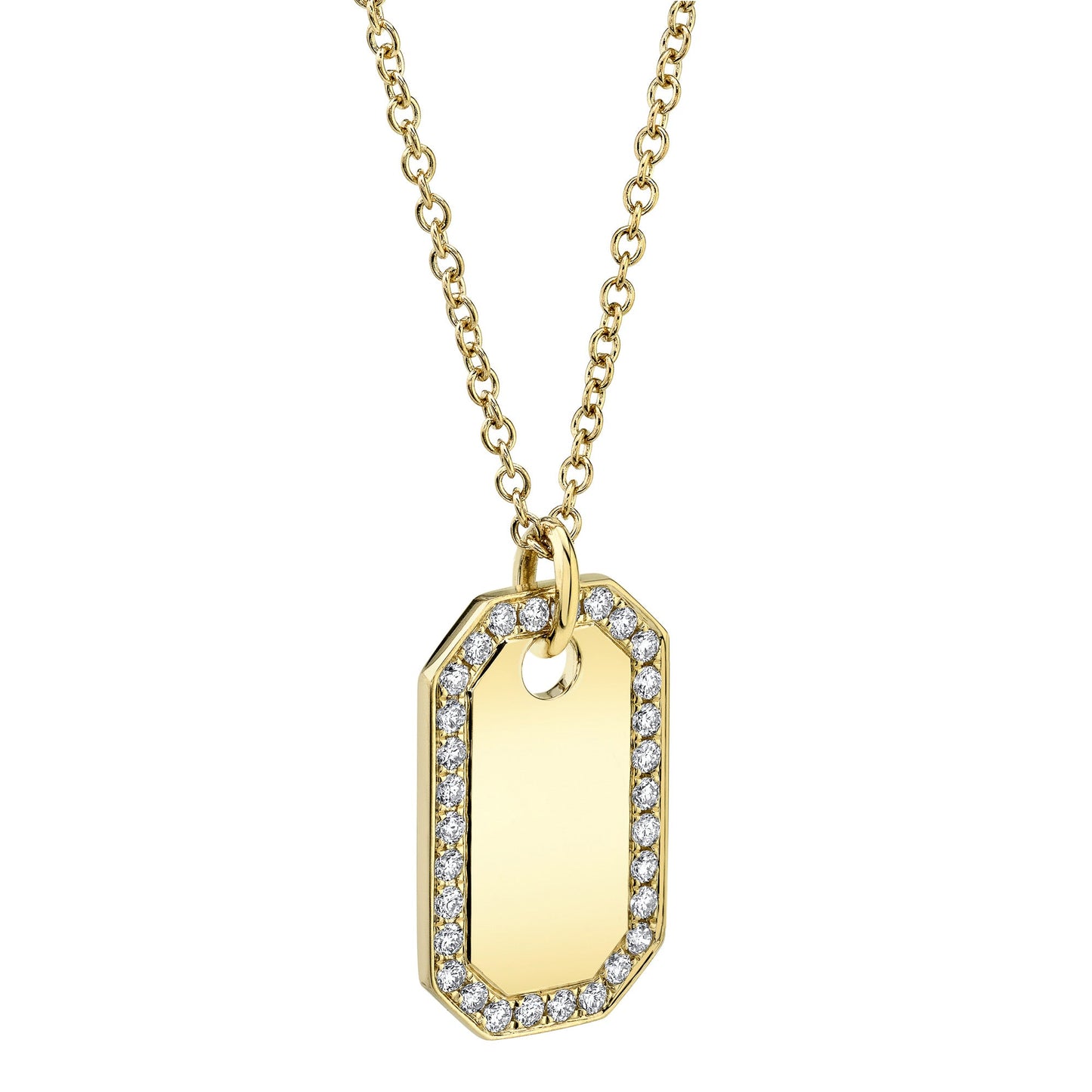 0.40CT 14K Y/G DIAMOND DOG TAG NECKLACE