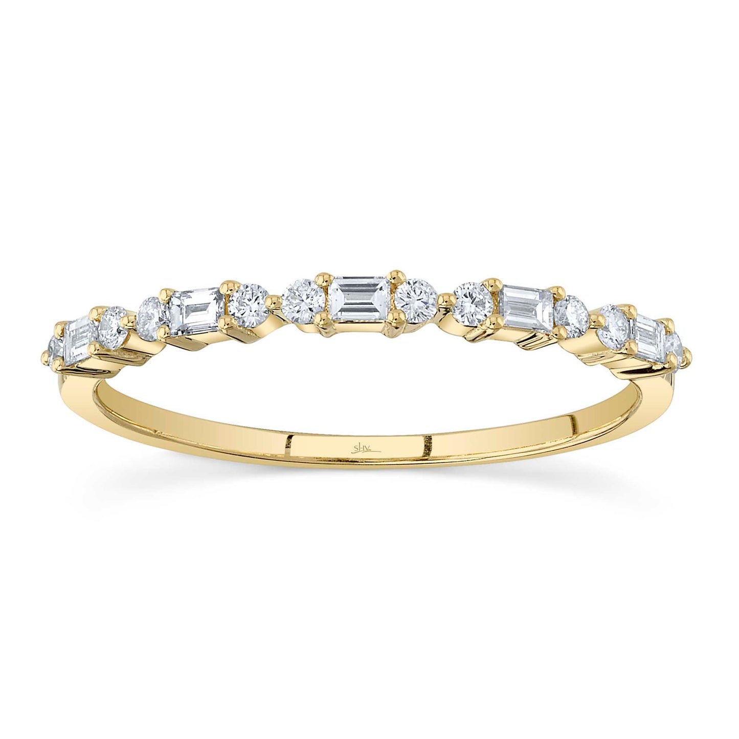 0.25CT 14K Y/G DIAMOND BAGUETTE BAND