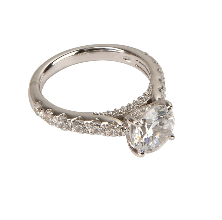 Round Cathedral Pavé Engagement Ring