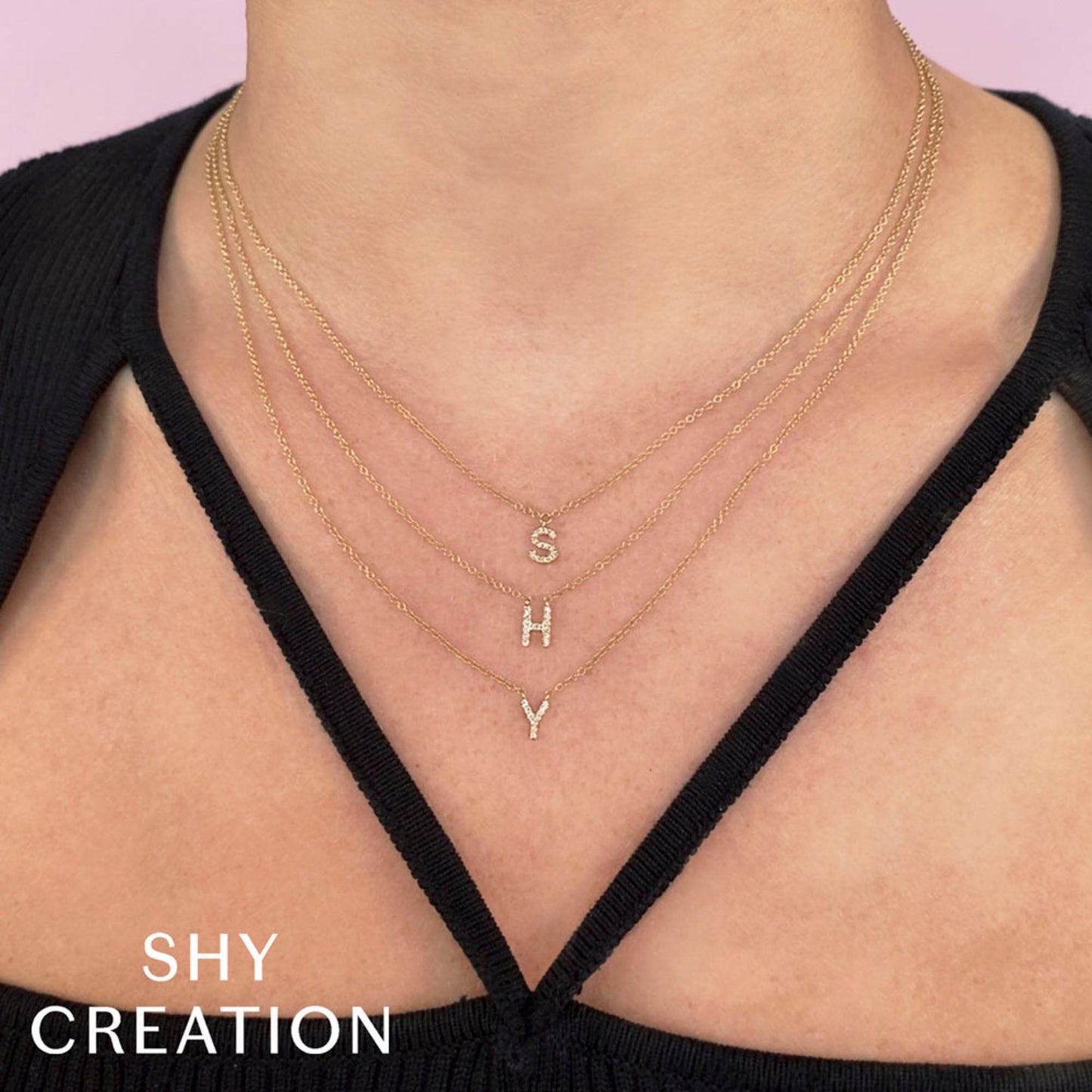0.04CT 14K Y/G DIAMOND NECKLACE - INITIAL C