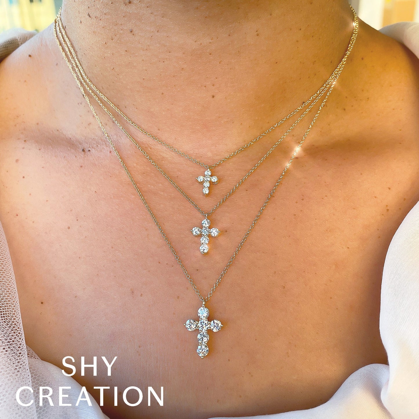 0.50CT 14K W/G DIAMOND CROSS NECKLACE