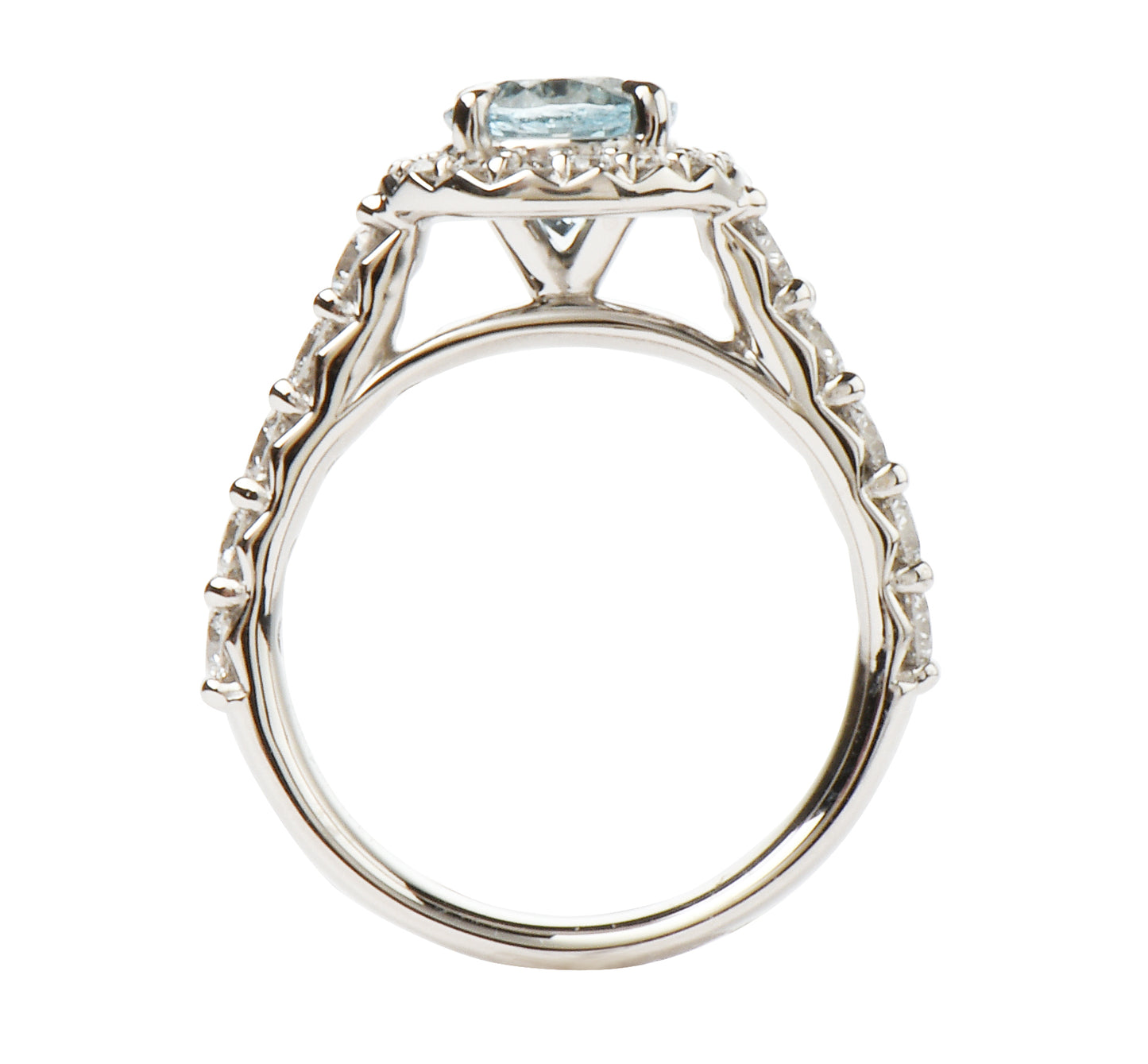 Halo Aquamarine Diamond Ring