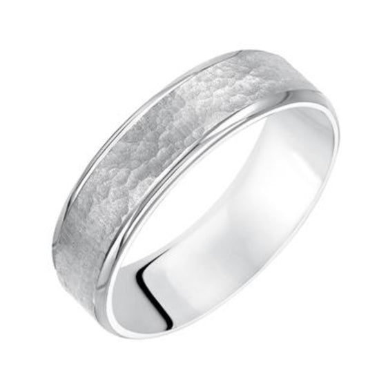 Frederick Goldman Flat Small Concave Edge Carved Wedding Band