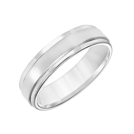 Frederick Goldman Featuring a stunning brushed finish and handsome round edges, this Comfort Fit wedding band fuses classic style with luxurious details