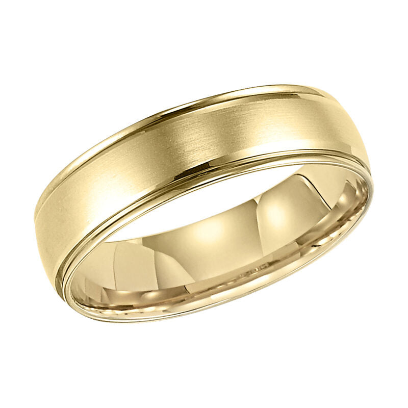 Frederick Goldman Men's wedding band with Brush finish and round edges with low dome profile