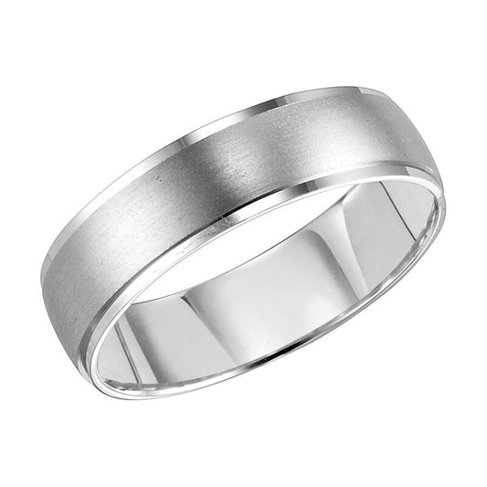 Frederick Goldman Men's wedding band with   satin finish and flat edges with low dome profile