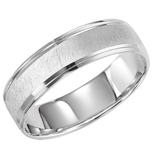 Frederick Goldman Flat Step Edge Carved Wedding Band,This Comfort Fit wedding band features a diagonal satin finish with stepped edge offering a refreshing look that will last a lifetime