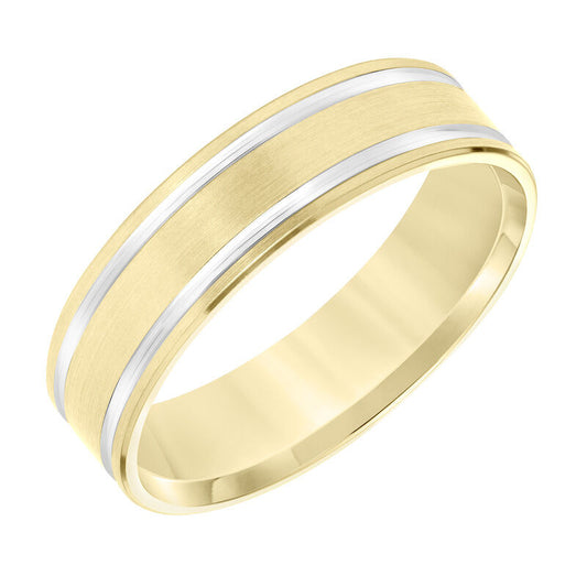 Frederick Goldman Men's Comfort Fit Wedding Band with Brush Finish and Polished Side Lines