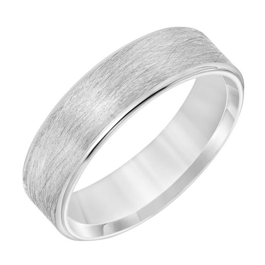Frederick Goldman Mens Comfort Fit Wedding Band with Wire Finish and Polished Round Edge