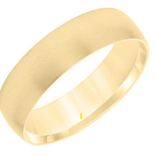 Frederick Goldman 6mm Width Comfort Fit Band with Brushed Finish and Flat Edge
