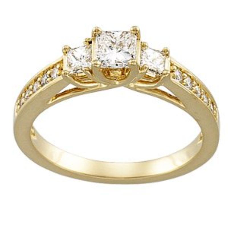 14K Yellow 7/8 CTW Natural Diamond Engagement Ring