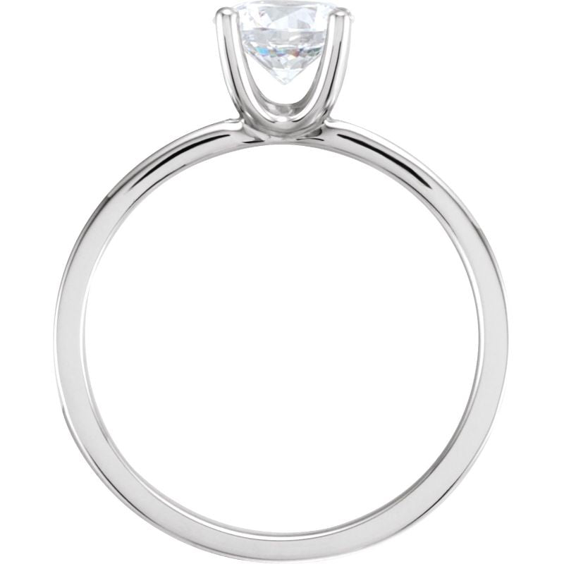 14K White 6.5 mm Round Forever One Moissanite & 1/5 CTW Diamond Ring