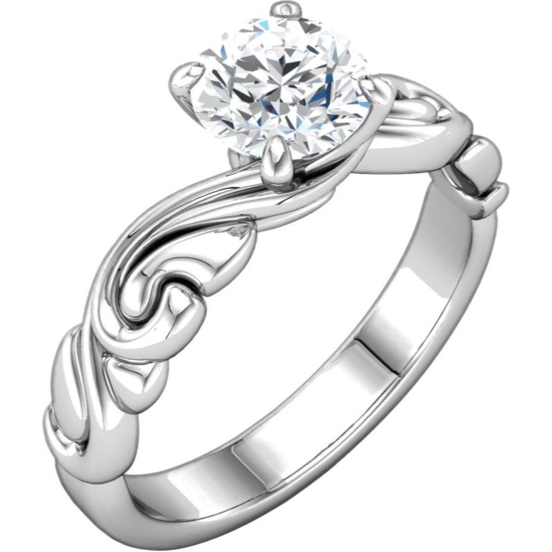 10K White 1 CT Natural Diamond Engagement Ring