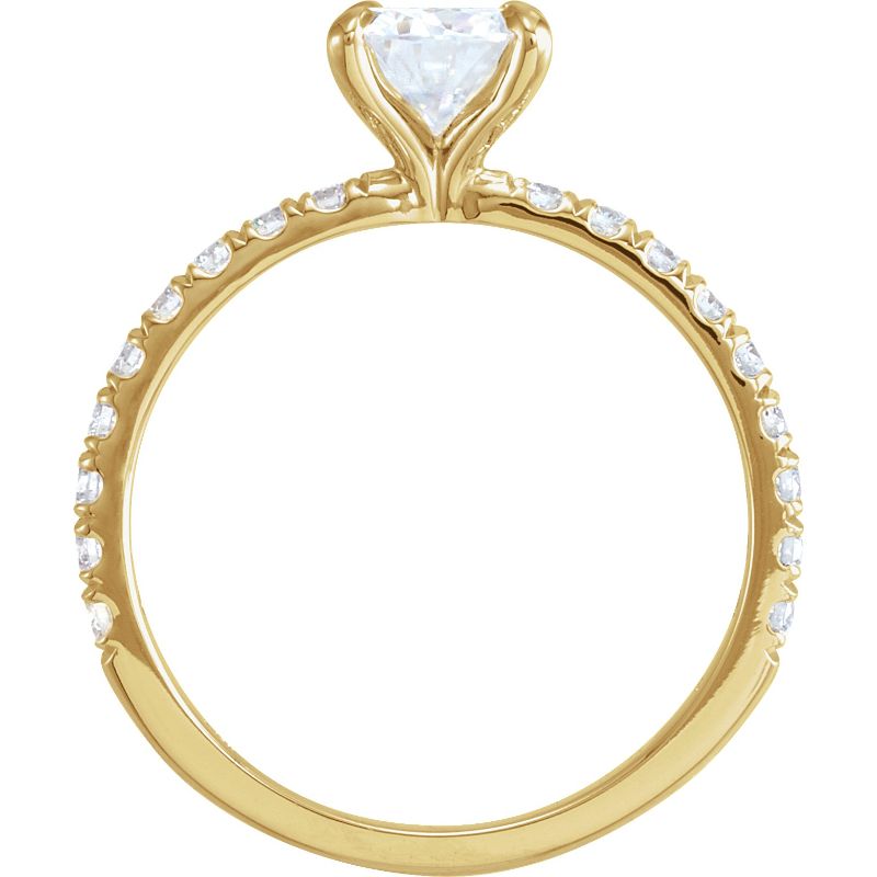 14K Yellow 6.5 mm Round Forever One Moissanite & 1/3 CTW Diamond Engagement Ring