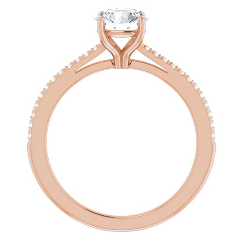 14K Rose 6.5 mm Round Forever One Moissanite & 1/10 CTW Diamond Engagement Ring