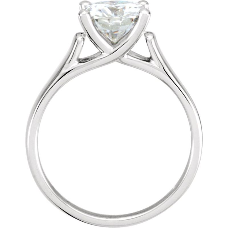 14K White 5 mm Round Forever One Lab-Grown Moissanite Solitaire Engagement Ring