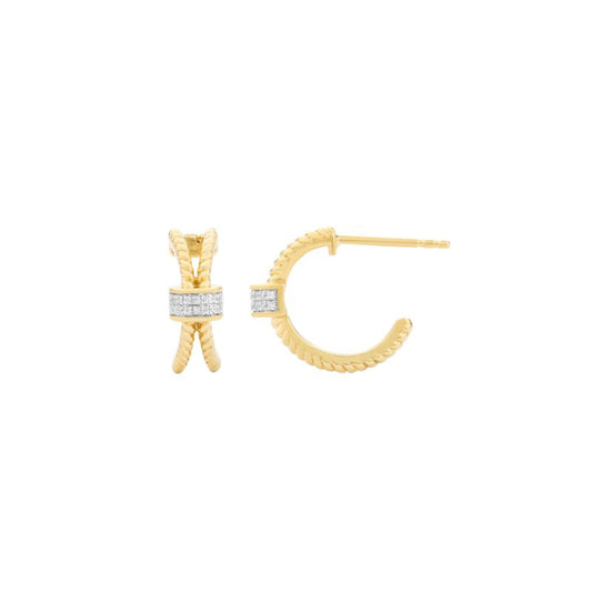 Ella Stein Diamond Sterling/Gold Ribbed Cuff Earring .05ct dw