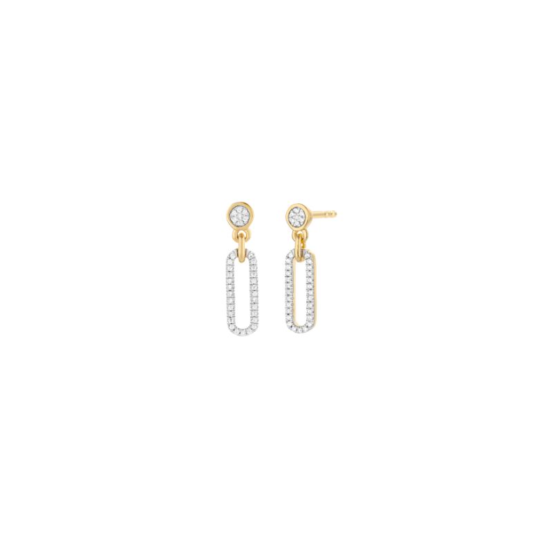 Ella Stein Diamond Sterling/Gold Link Post Earring .10ct dw