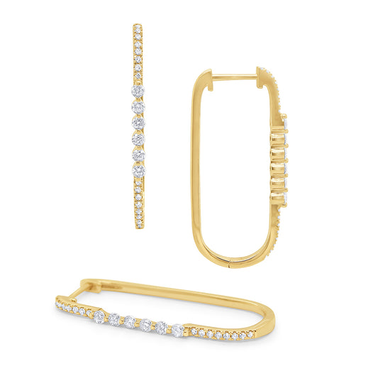 KC Designs 14k Gold and Diamond Paperclip Hoops